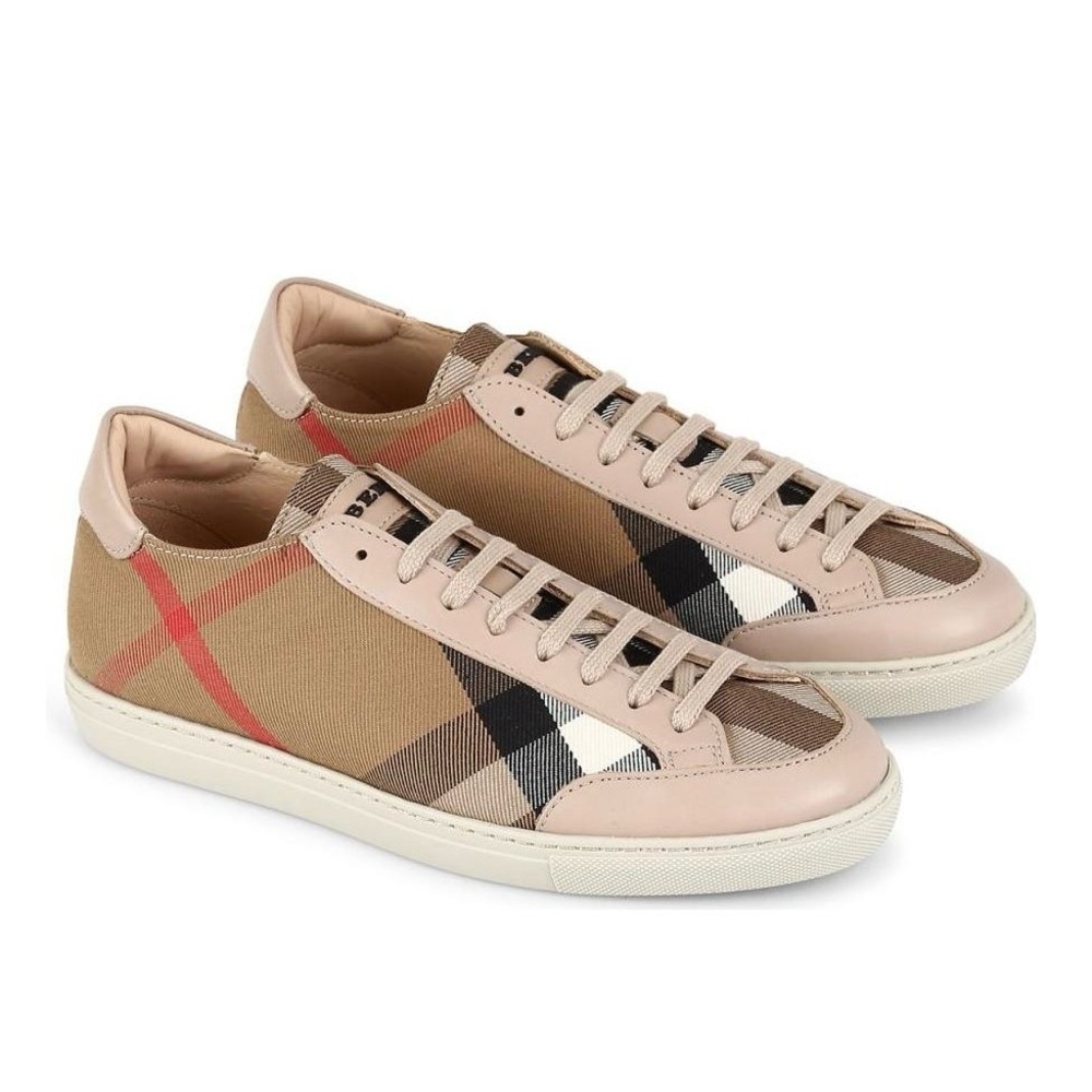 Burberry Hartfields Nova House Check Canvas Leather Low Top Lace Up Sneakers 6